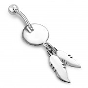 Native American Belly Navel Ring w/ Turquoise 316L and Silver, f303